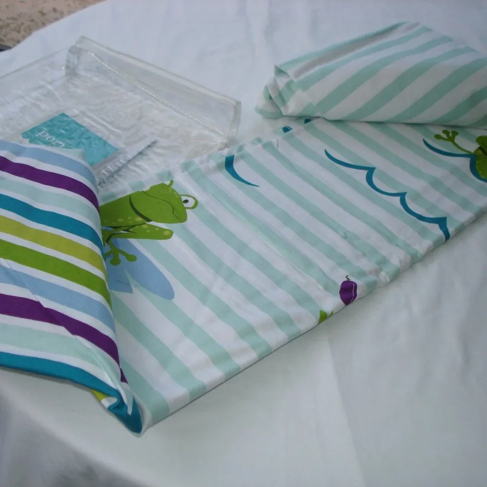 Cute Frog Shower Curtain 100% Cotton Fabric White Multi Color by Peri Kids